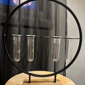 Modern Black Circle Propgation Station with Four Glass Tubes